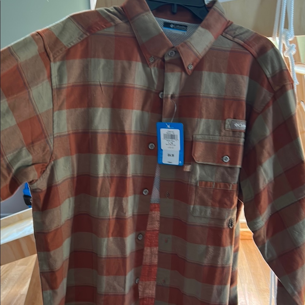Men's Orange Plaid Shirt